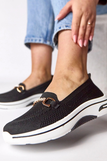 Scarpe sportive in tessuto nere con zirconi Gisele