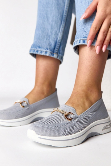 Scarpe sportive in tessuto grigie con zirconi Gisele