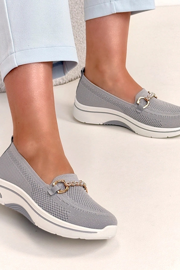 Scarpe sportive in tessuto grigie con zirconi Gisele 2