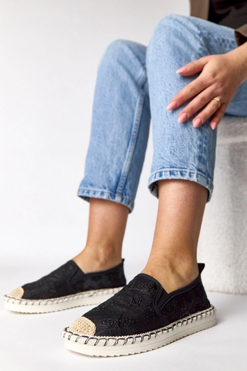 Espadrillas nere decorate con paillettes Lucie