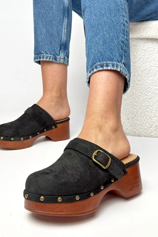 Ciabatte clogs nere in suede...
