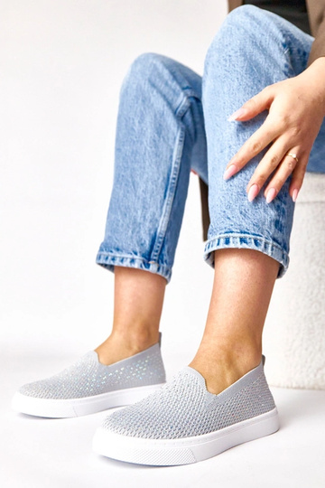 Scarpe sportive in tessuto grigie con zirconi Gabrielle