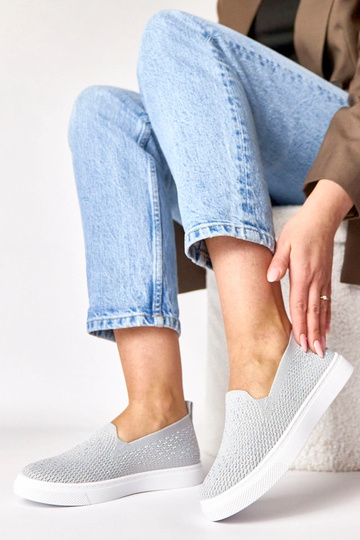 Scarpe sportive in tessuto grigie con zirconi Gabrielle 2