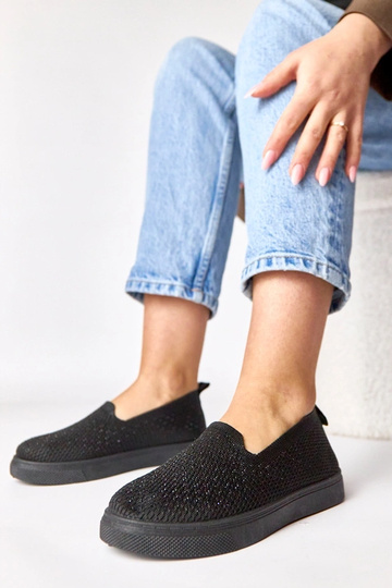 Scarpe sportive in tessuto nere con zirconi Gabrielle
