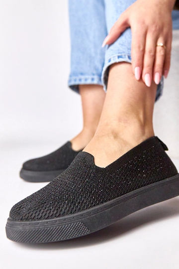 Scarpe sportive in tessuto nere con zirconi Gabrielle 2