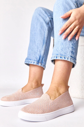 Scarpe sportive in tessuto rosa con zirconi Gabrielle