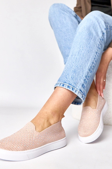 Scarpe sportive in tessuto rosa con zirconi Gabrielle 2