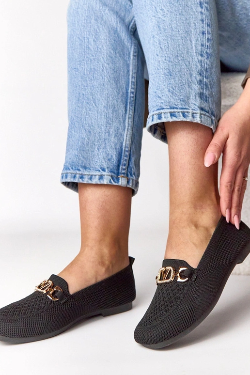 Mocassini in tessuto neri con...