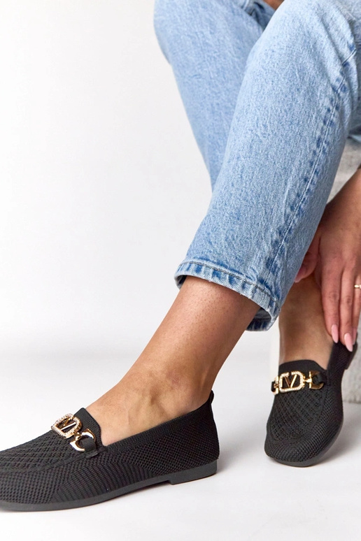 Mocassini in tessuto neri con...