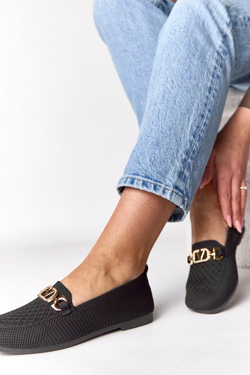 Mocassini in tessuto neri con...