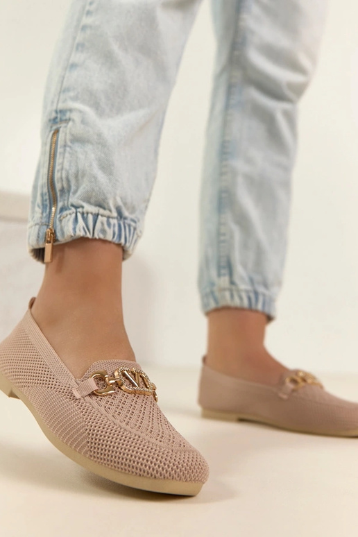 Mocassini in tessuto rosa con...