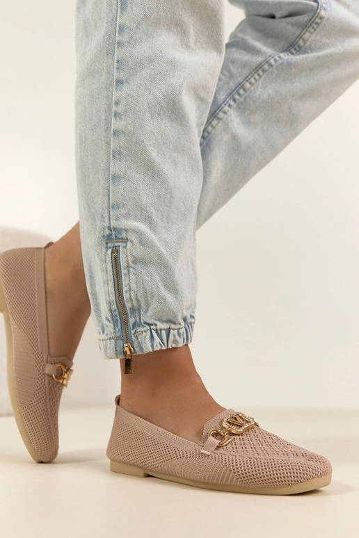 Mocassini in tessuto rosa con...