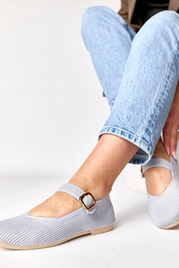 Ballerine in tessuto grigie con cinturino Donatella