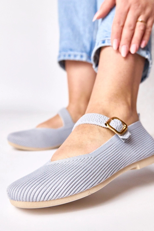 Ballerine in tessuto grigie con...