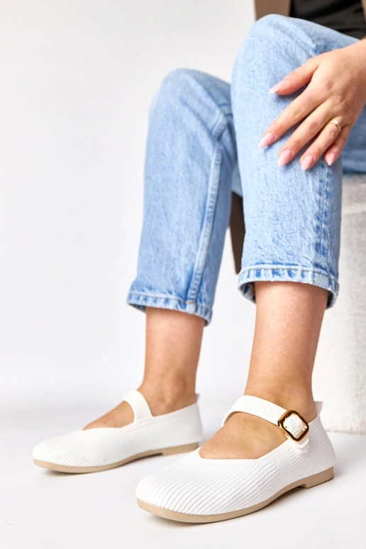 Ballerine in tessuto bianche con...