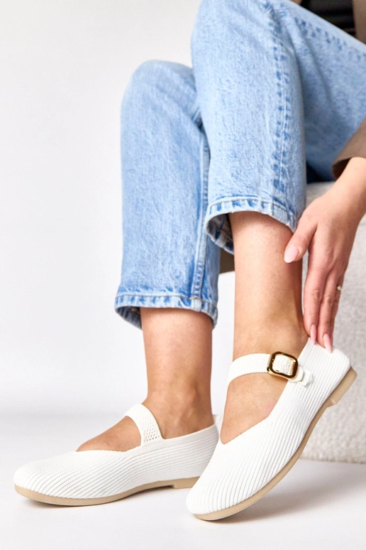 Ballerine in tessuto bianche con...