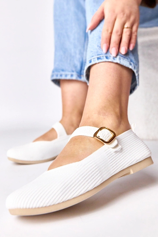 Ballerine in tessuto bianche con...