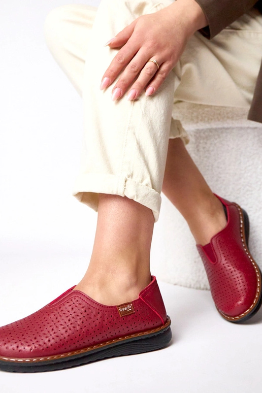 Mezze scarpe a rete color vino Rosa