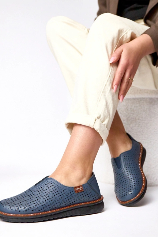 Mezze scarpe a rete blu scuro Rosa