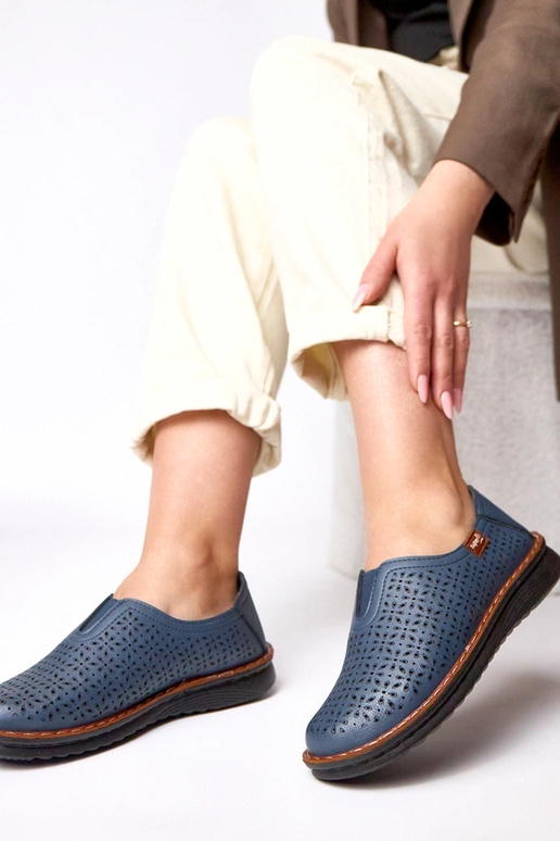 Mezze scarpe a rete blu scuro Rosa