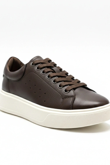 Scarpe sportive in pelle marroni con piattaforma Cambell