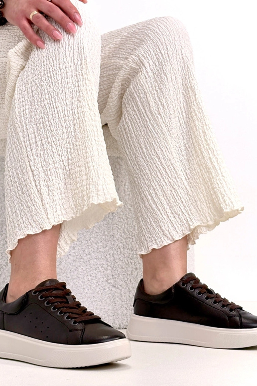 Scarpe sportive in pelle marroni con...