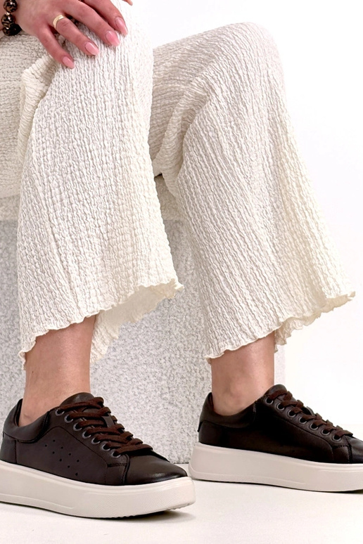 Scarpe sportive in pelle marroni con...