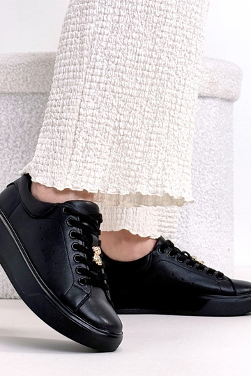 Scarpe sportive in pelle nere con piattaforma Cambell