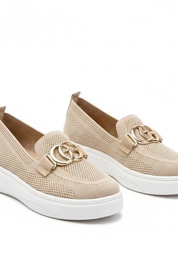 Scarpe sportive in tessuto color sabbia con fibbia Catherine
