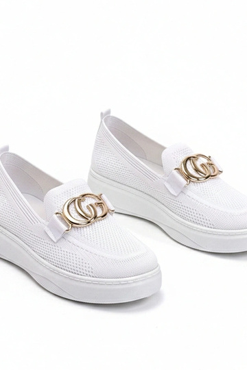 Scarpe sportive in tessuto bianche con fibbia Catherine
