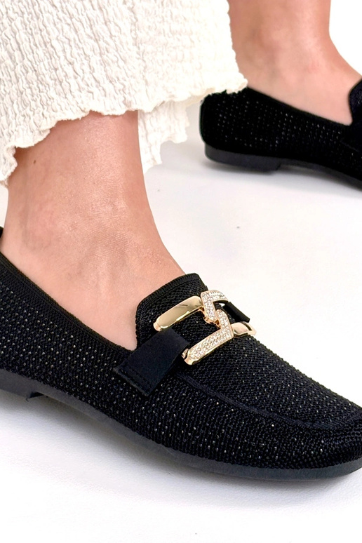 Mocassini neri decorati con zirconi...