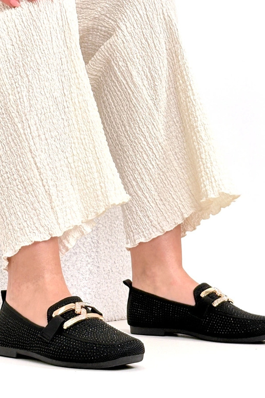 Mocassini neri decorati con zirconi...