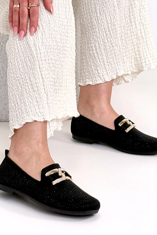 Mocassini neri decorati con zirconi...