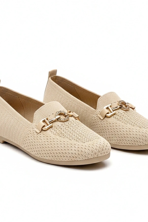 Mocassini in tessuto color sabbia con...