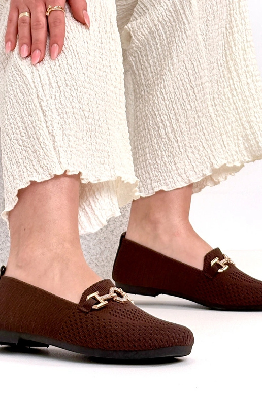 Mocassini in tessuto marroni con...