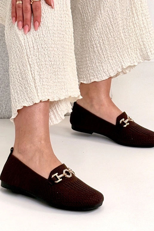 Mocassini in tessuto marroni con...