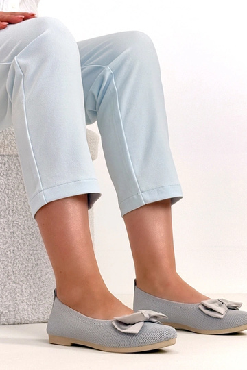 Ballerine in pelliccia grigia con fiocchetto Paisley