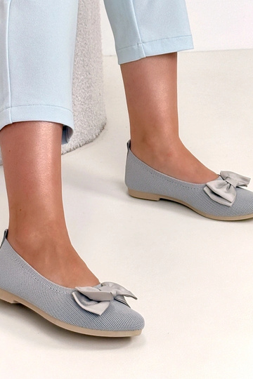 Ballerine in pelliccia grigia con fiocchetto Paisley 2
