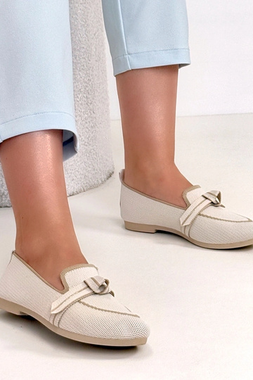 Ballerine in pelliccia color sabbia con lacci Serenity