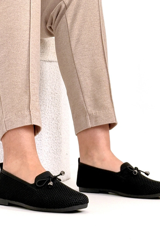 Mocassini neri in tessuto con...