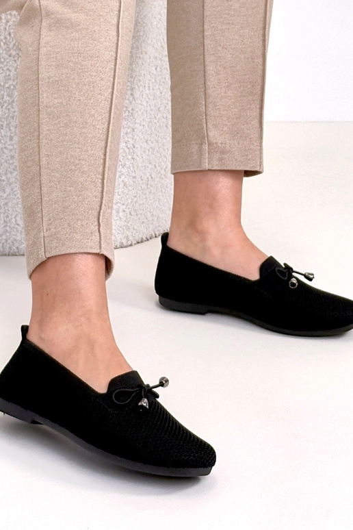 Mocassini neri in tessuto con...