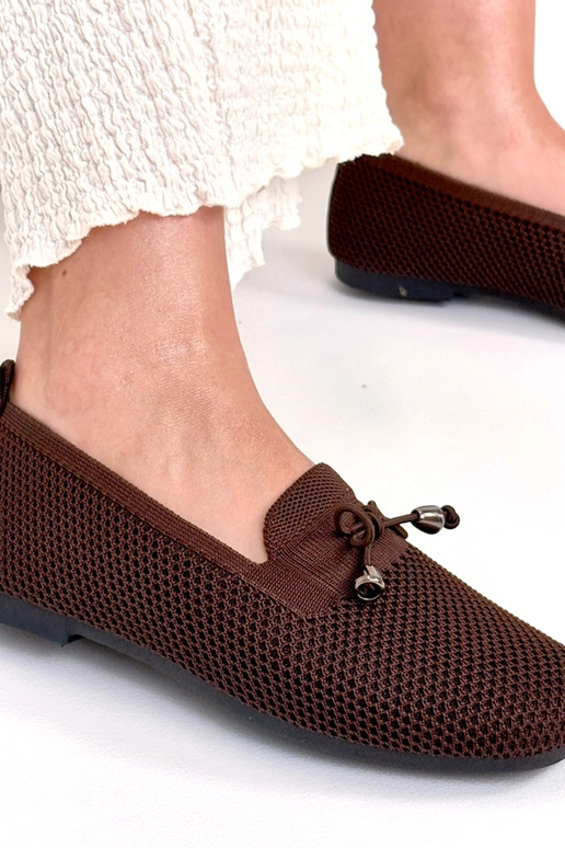 Mocassini in tessuto marroni con...