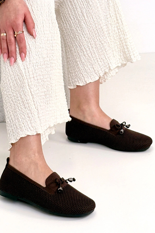 Mocassini in tessuto marroni con...