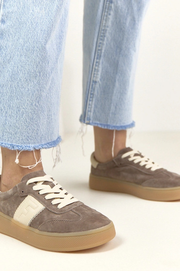 Scarpe sportive in pelle marrone scuro con piattaforma Filippo