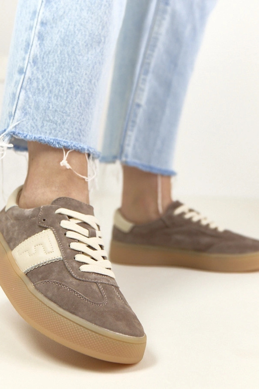 Scarpe sportive in pelle marrone...