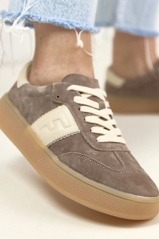 Scarpe sportive in pelle marrone...