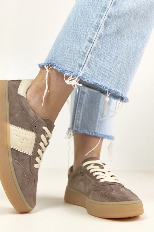 Scarpe sportive in pelle marrone...