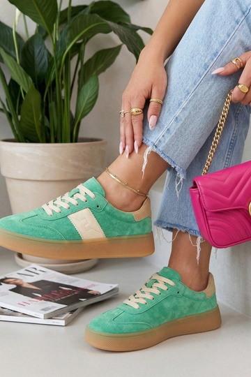 Scarpe sportive in pelle verdi con piattaforma Filippo