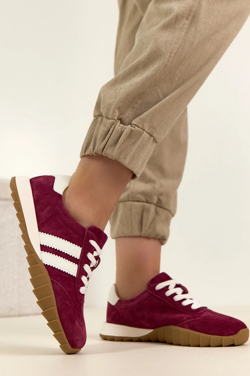 Scarpe sportive in pelle bordeaux...