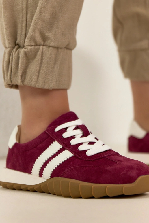 Scarpe sportive in pelle bordeaux...